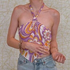 Persaya Cropped Halter top, multi-color.